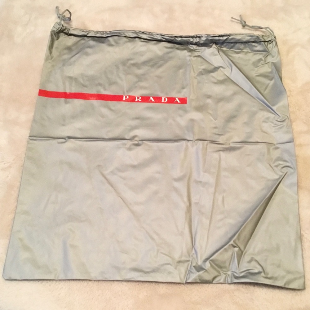 Prada Large Gray & Red Vinyl Drawstring Dust Bag
